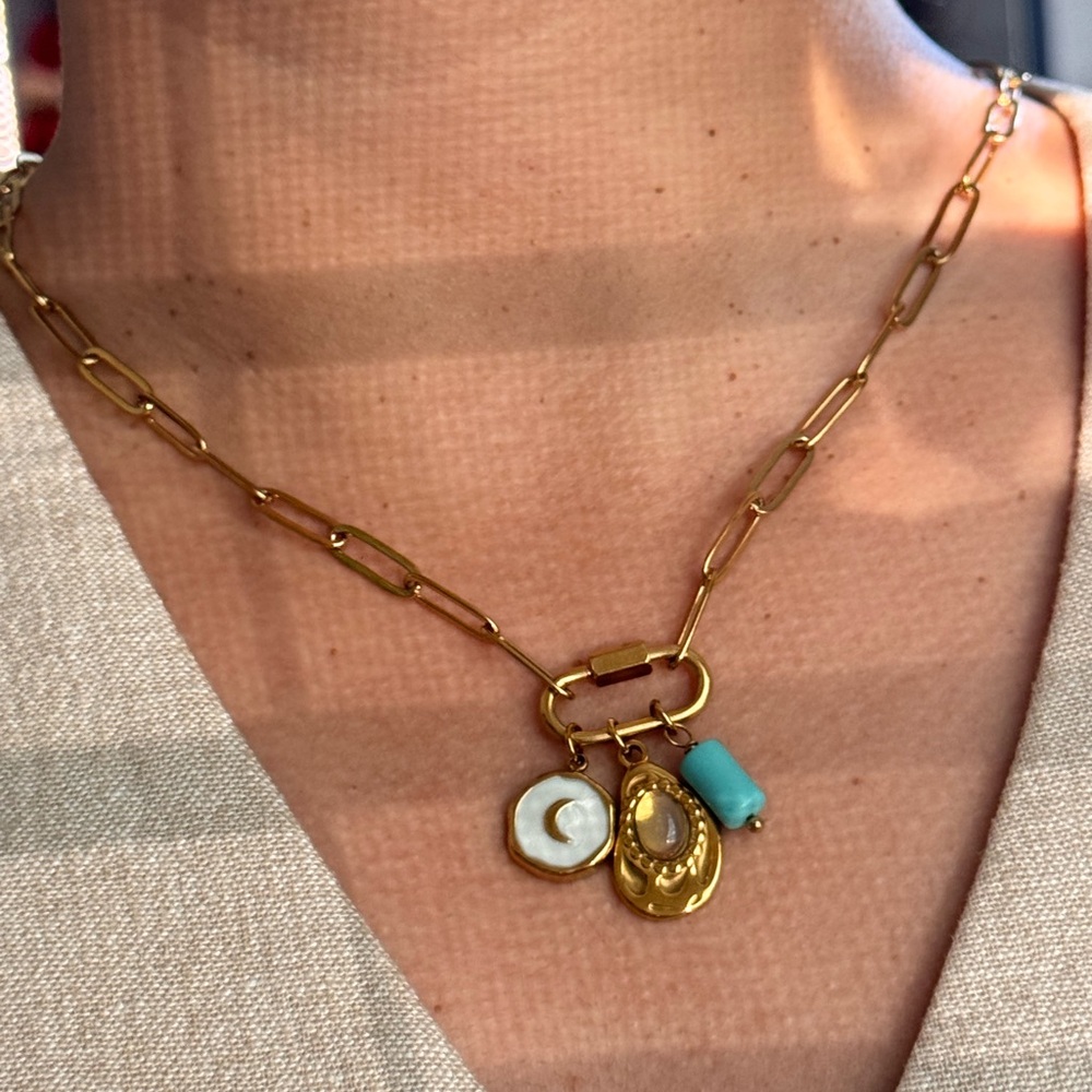 Gold and Silver Charm Necklace